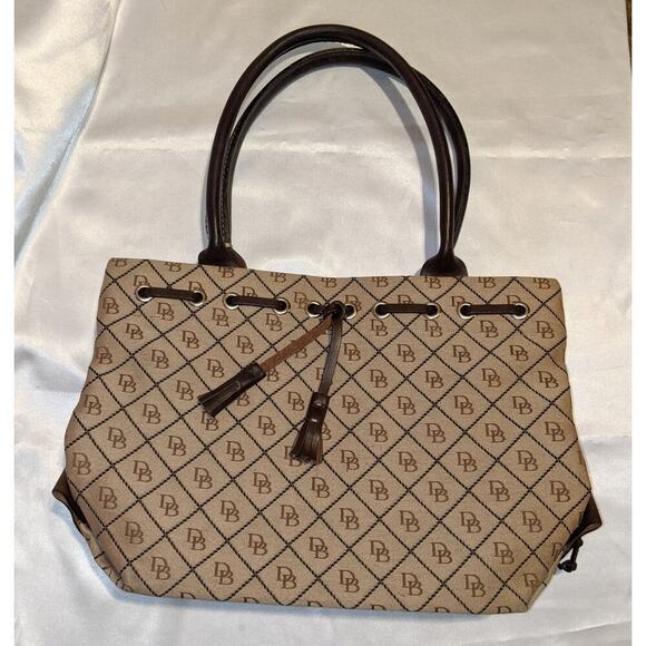 Dooney & Bourke Handbags - DOONEY & BOURKE Signature Canvas Tassel Tote Leather Trim Satchel Handbag Purse